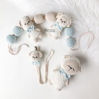 Crochet Lamb Car Seat Toy Rattle Toy Pacifier Clip Baby Accessories | Etsy (US)