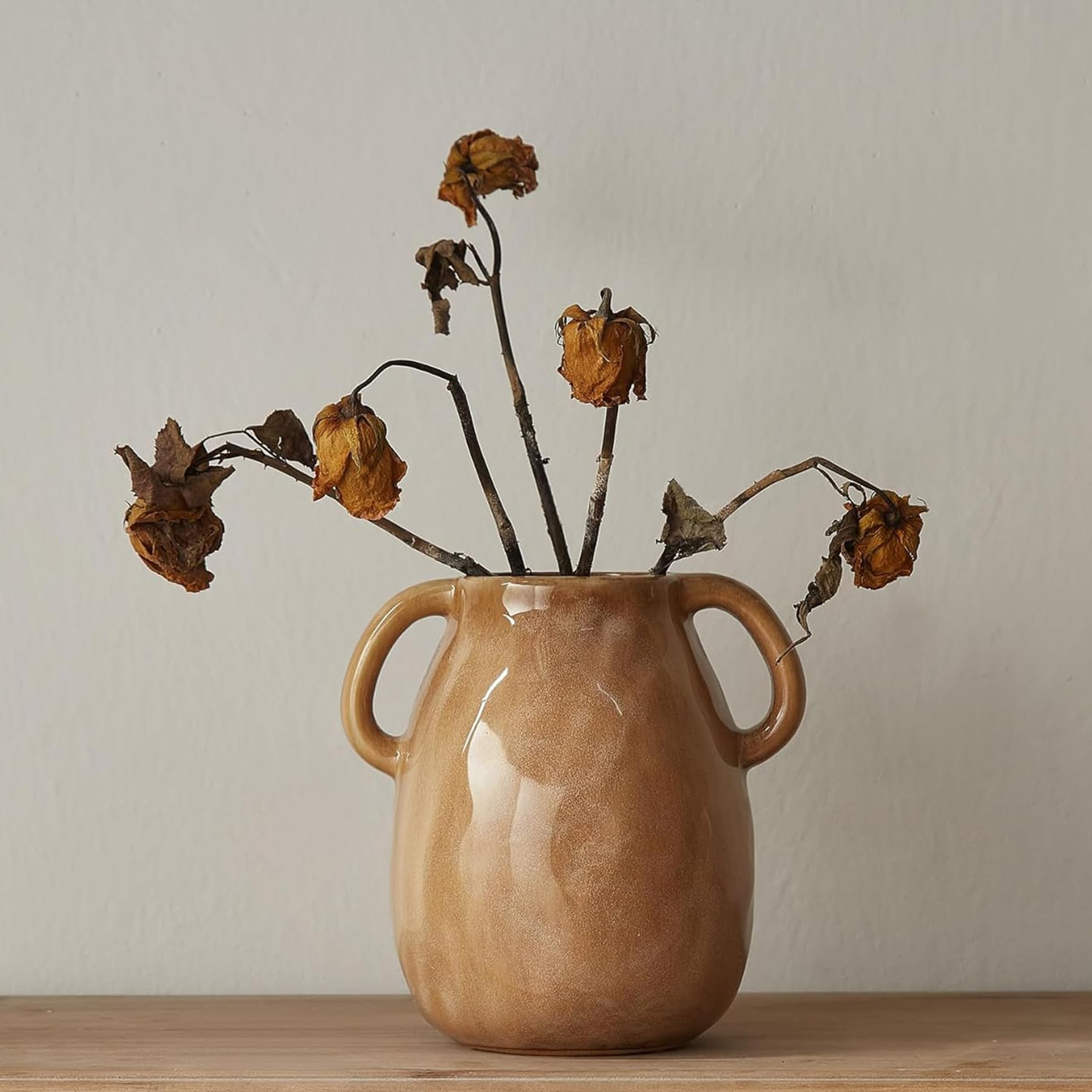 Brown Ceramic Flower Vase Decorative: Modern Farmhouse Vase Clay Small Vase Rustic Terracotta Vase for Living Room Table Centerpieces Dining Room Kitchen Decoration | Amazon (CA)