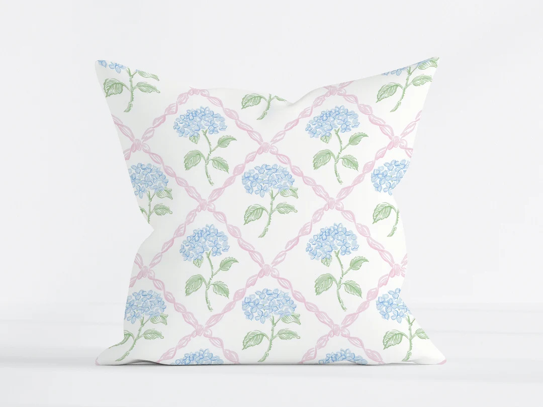 Pink and Blue Pillow for Toddler Girl Bedroom Decor Baby Girl Nursery Decor Grandmillennial Throw... | Etsy (US)