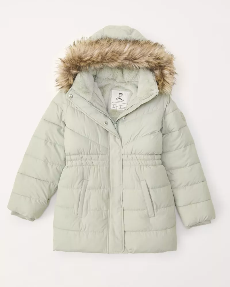 girls a&f ultra belted parka, girls clearance