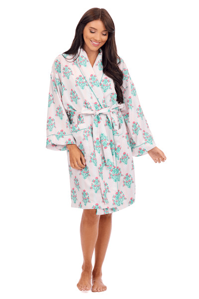 Dahlia Block Print Robe | Mud Pie
