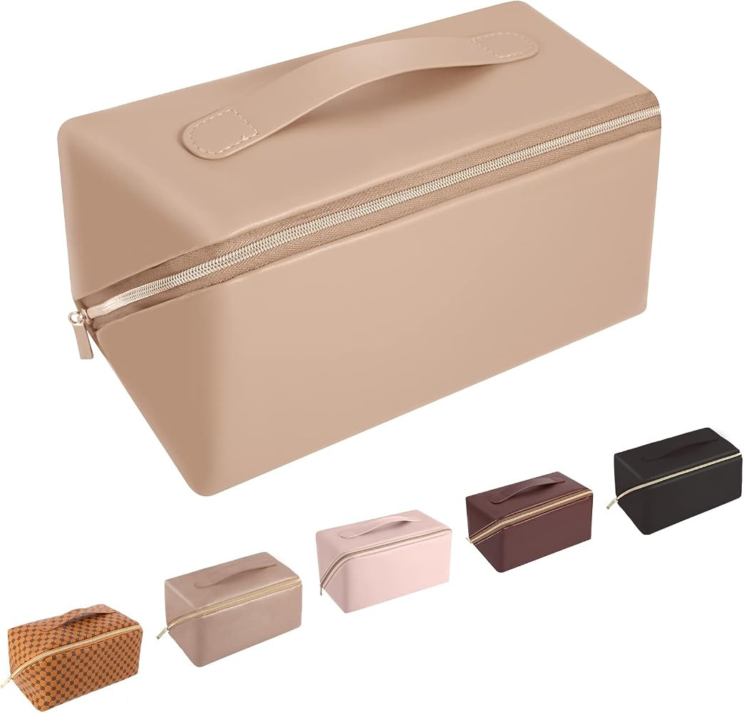 rlokosfb Makeup Bag with Handle and Divider,Large Capacity Waterproof Cosmetic Bag,Large Wide-ope... | Amazon (US)