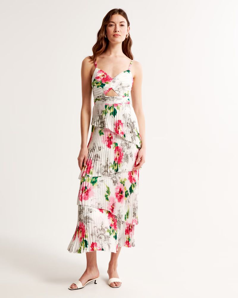 Women's The A&F Giselle Pleated Tiered Maxi Dress | Women's New Arrivals | Abercrombie.com | Abercrombie & Fitch (US)