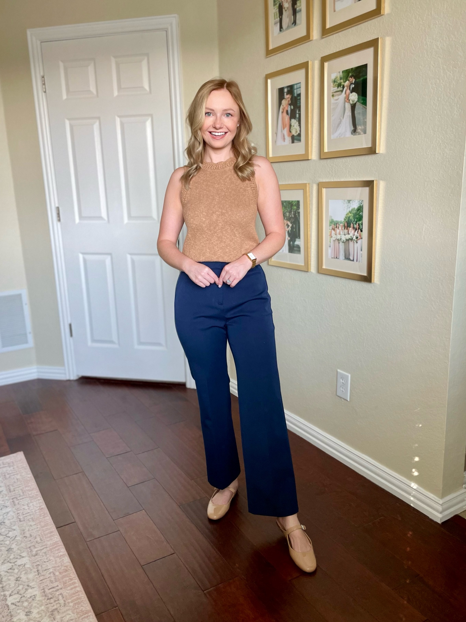 Wearing an XS in top and 2P in pants | fall workwear, work pants, navy pants, sweater tank 

#LTKSeasonal #LTKWorkwear #LTKBacktoSchool