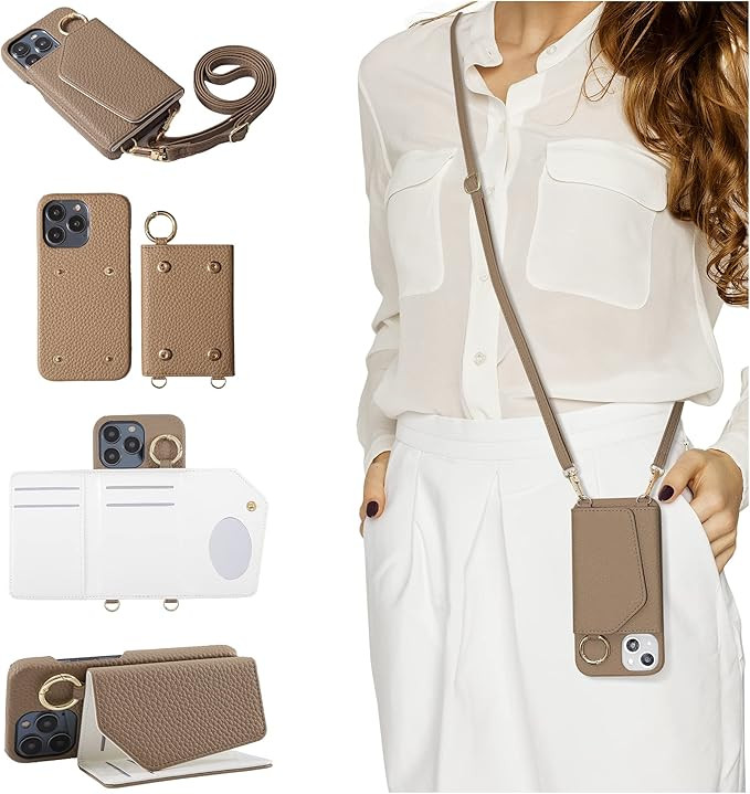 HANDODO Wallet Case Compatible iPhone 12/iPhone 12 Pro,Women Vegan Leather Detachable Crossbody P... | Amazon (US)