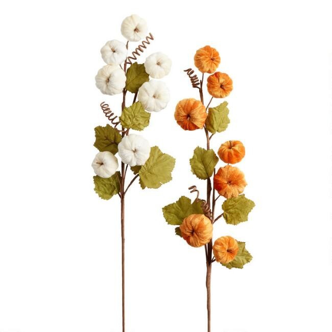 Pier Place Faux Velvet Pumpkin Stems 2 Pack | World Market