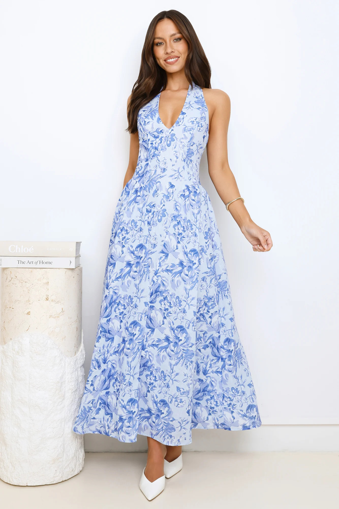 Soft Twilight Halter Maxi Dress Blue | Hello Molly (US)