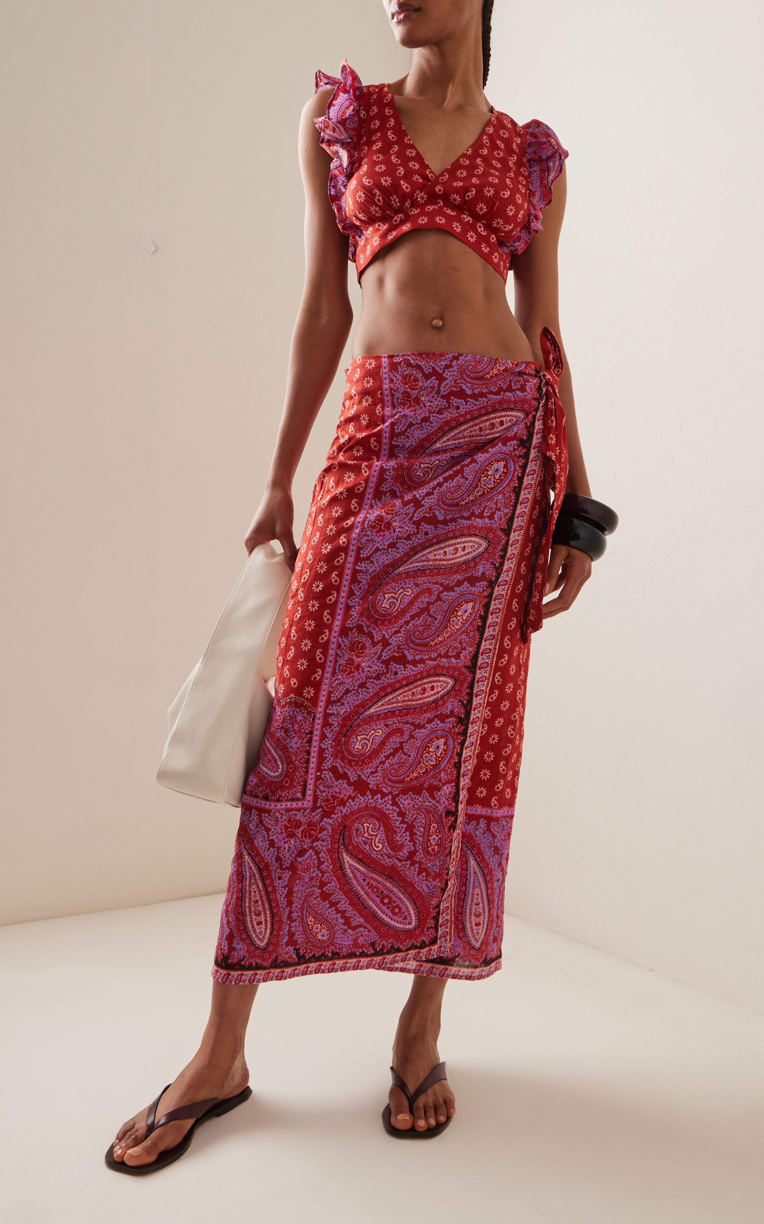 Kaleido Cotton-Linen Maxi Wrap Skirt | Moda Operandi (Global)