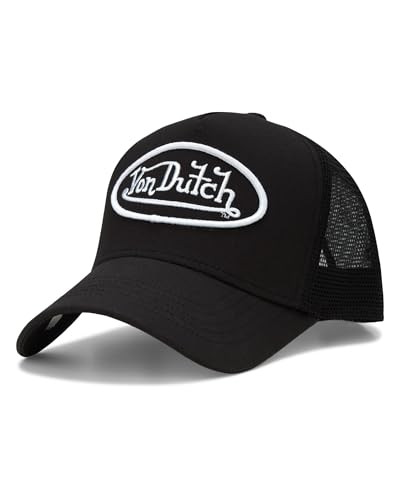 Von Dutch Unisex Trucker Hat - Retro Classic Solid Color Mesh Back Snapback Baseball Cap for Men & Women, Size One Size, Black/White | Amazon (US)