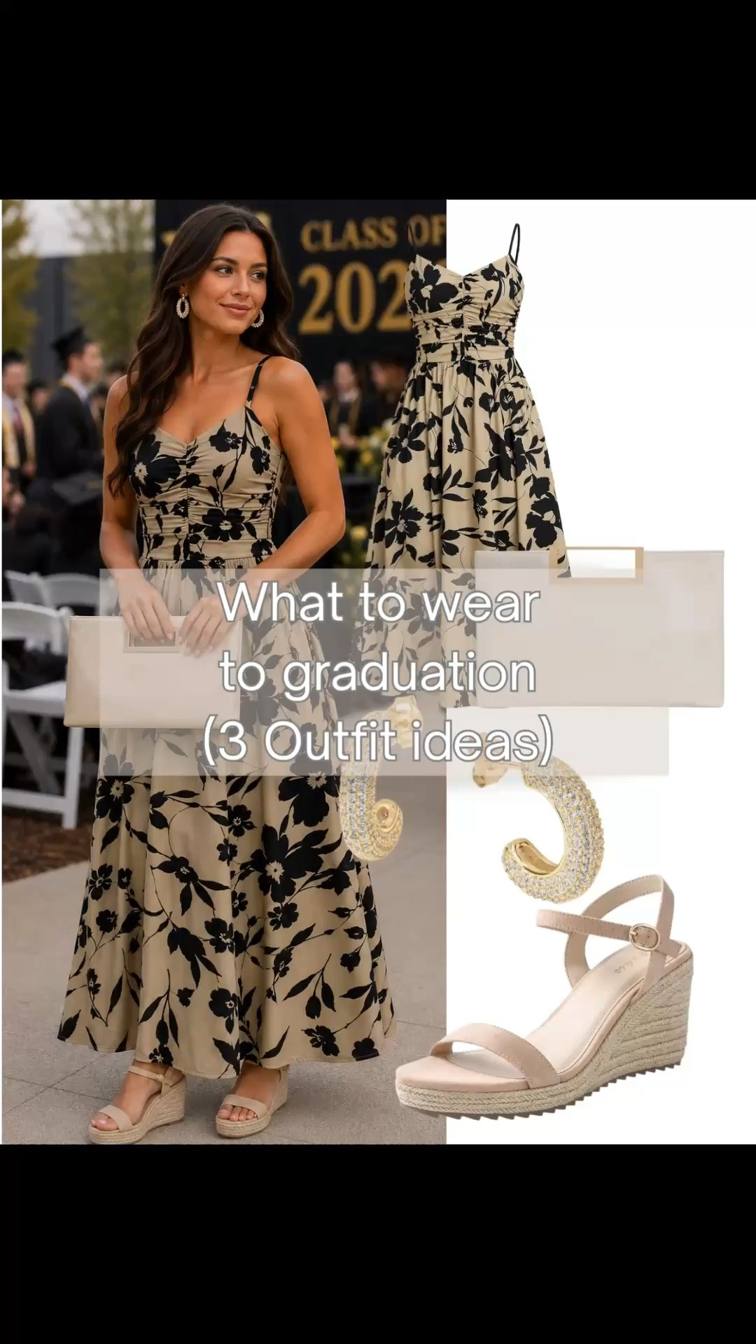 What to wear to graduation 🎓 summer outfit ideas that are effortless, comfortable, and still feel elevated. Sharing 3 ways to style this floral midi dress—from casual slides to dressy heels—perfect for graduation ceremonies, parties, or spring and summer events.

The dress comes in several color options. Whether you’re attending a graduation, brunch, or a dressy casual event, these summer outfit ideas are easy to recreate and all about neutral, timeless style.

Follow me on LTK and tap the bell icon to subscribe for daily outfit ideas, Amazon finds, and home decor inspiration.

#LTKootd #LTKSeasonal #LTKSaleAlert