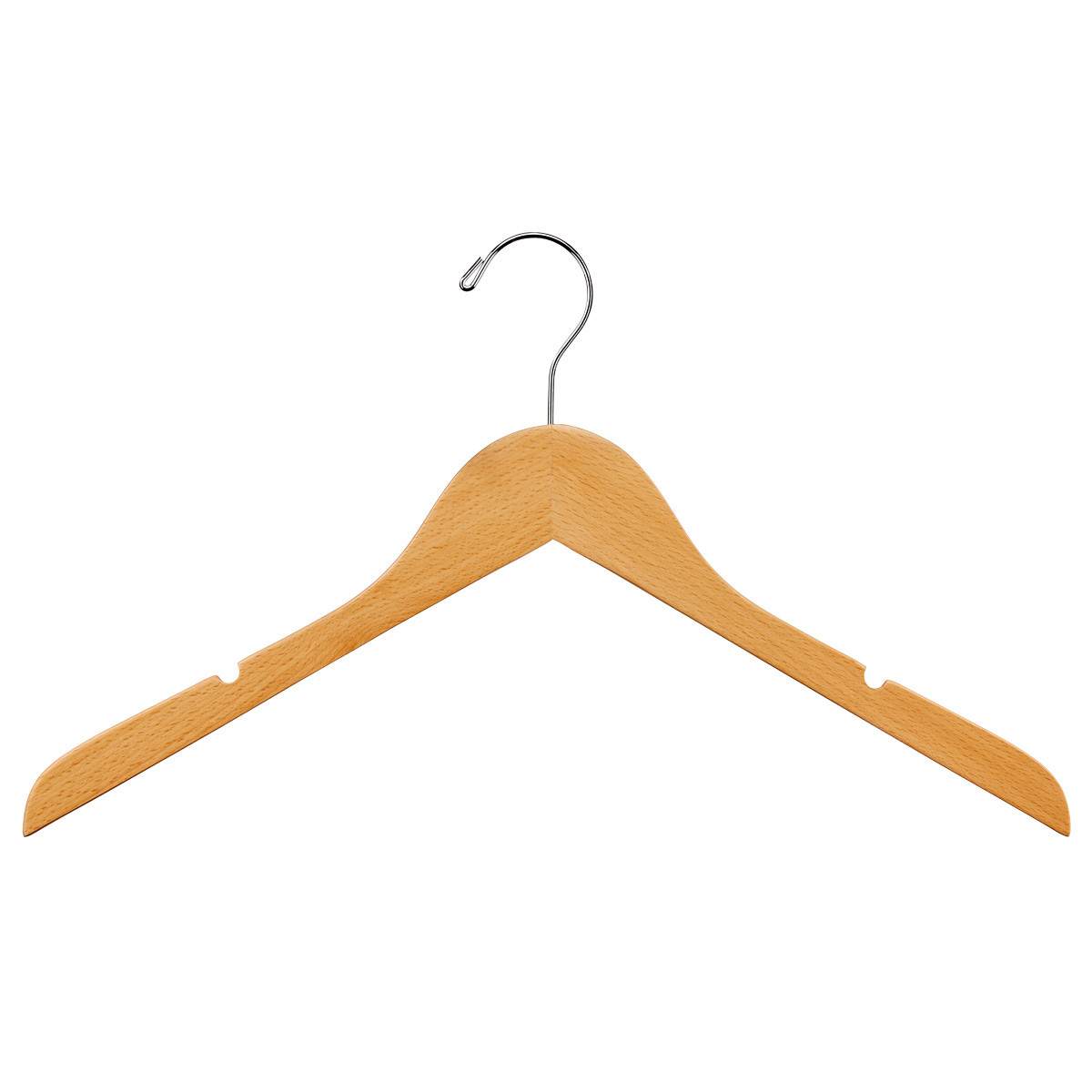 Slim Wooden Shirt Hanger w/ Notches Natural Pkg/40 | The Container Store