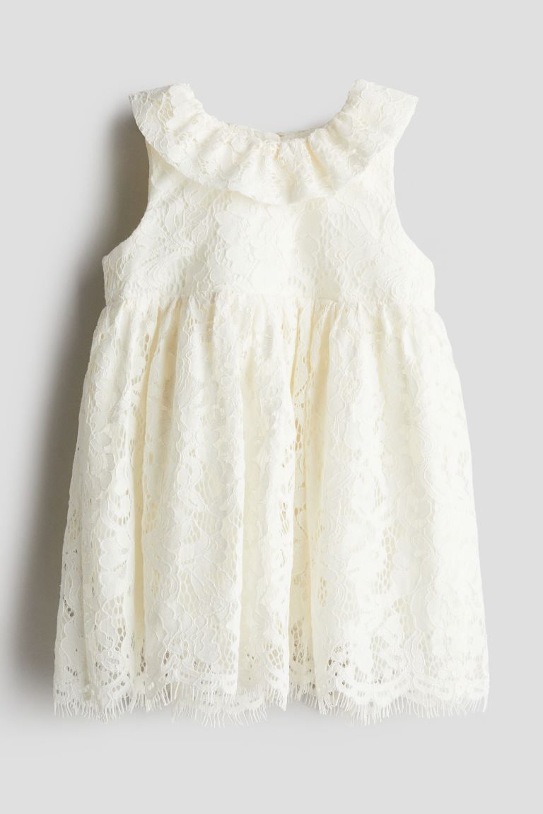 Ruffle-collared Dress - Round Neck - Sleeveless - Cream - Kids | H&M US | H&M (US + CA)