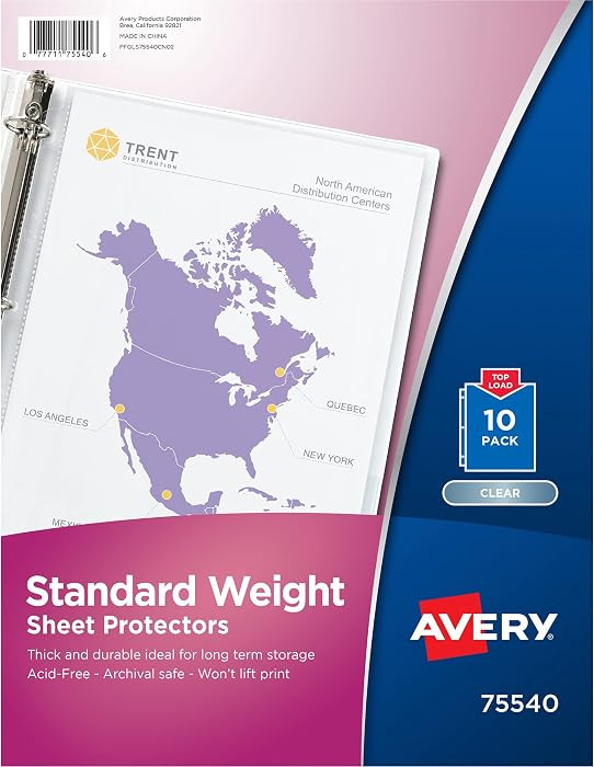 Avery Clear Standard Weight Sheet Protectors, Top Load, 10 Document Protectors (75540) | Amazon (US)