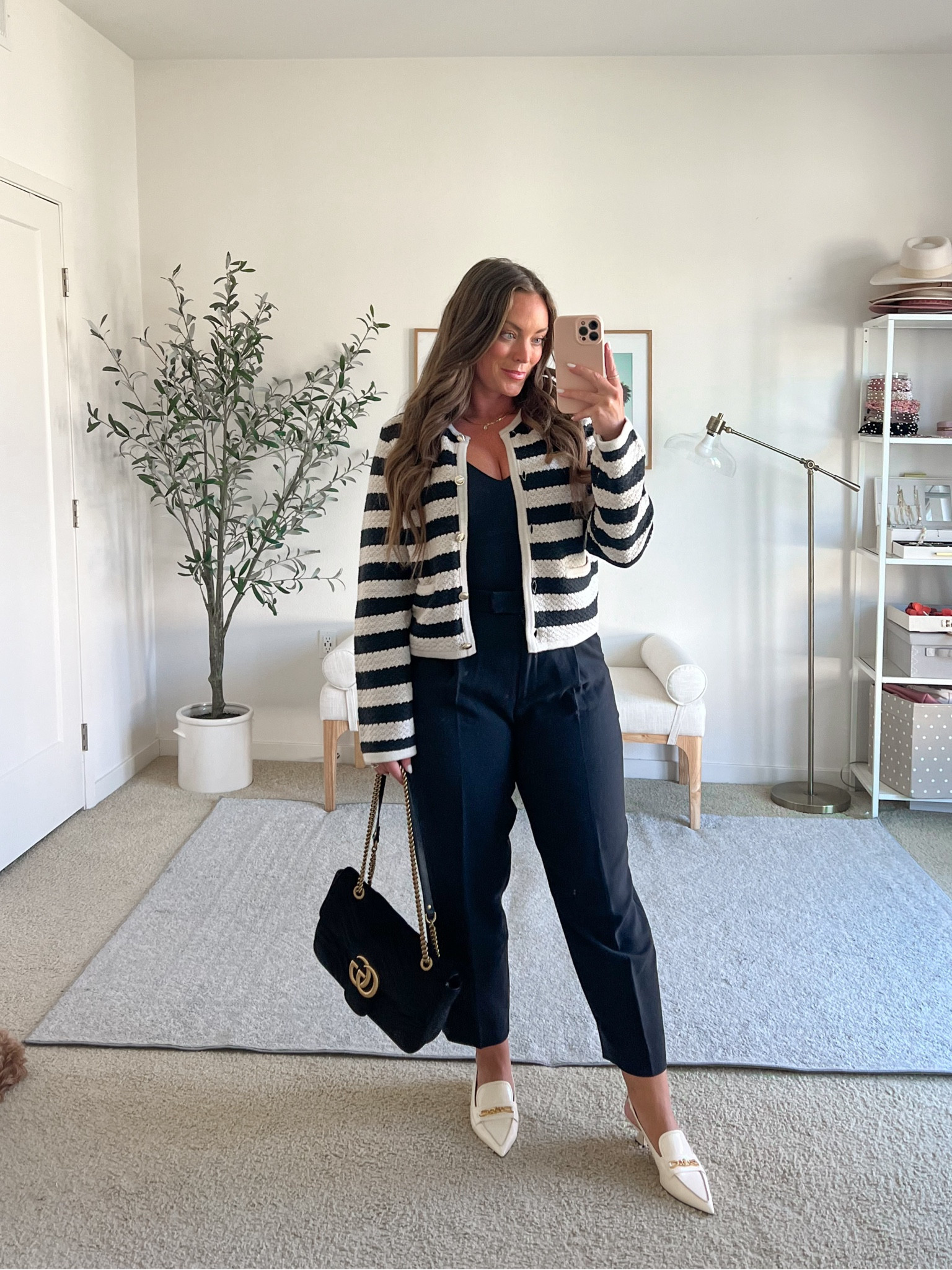 Wear to work outfit 🖤
Stripe cardigan is super nice material, on the thicker side, soft. Wearing my usual medium

Tailored pants wearing a 29/8, probably could have sized up for more room in hips.



#LTKWorkwear #LTKShoeCrush #LTKMidsize