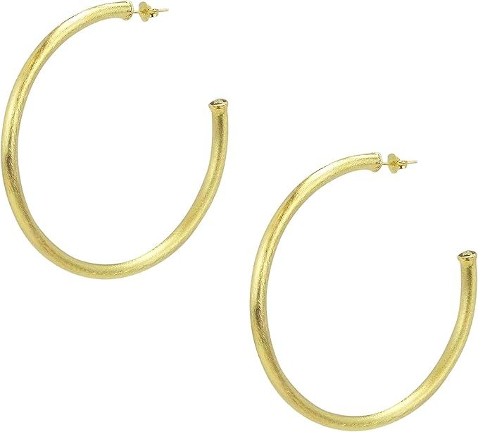 Sheila Fajl Everybody's Favorite Large 2.5 inch Tubular Hoop Earrings in Brush Gold Plated | Amazon (US)