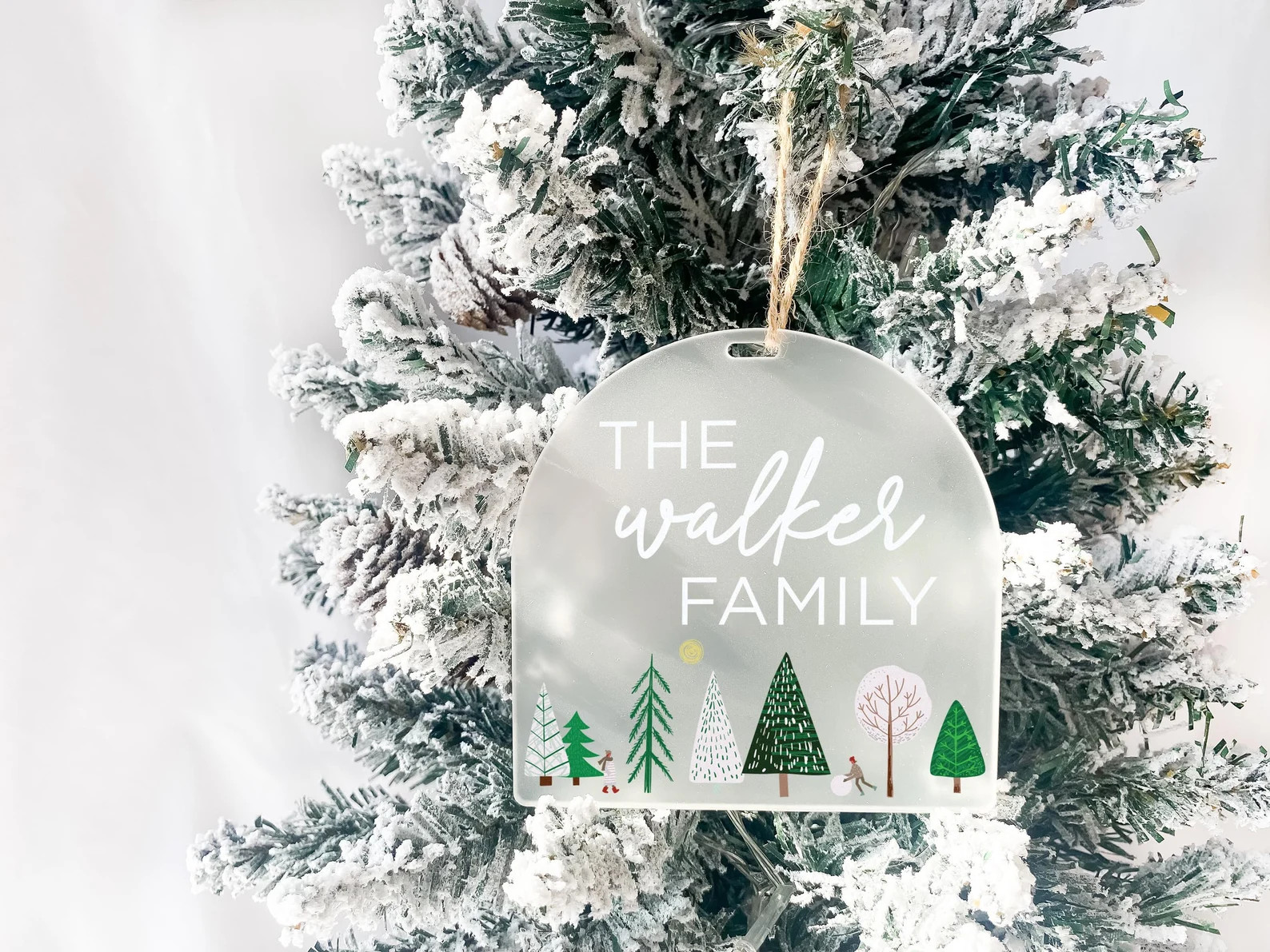 Personalized Frosted Acrylic Christmas Ornament | Family Last Name Ornament | Christmas Trees Des... | Etsy (US)