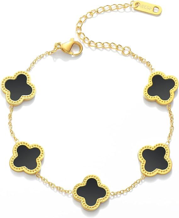 WSupikio Link Bracelets for Women Girls Trendy Bracelet Cute Plated 18K Gold Lucky Adjustable Clo... | Amazon (US)