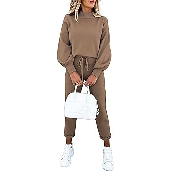 Fixmatti Women's 2 Piece Outfits Long Sleeve Pullover Sweatshirt Jogger Pants Sweatsuit | Amazon (US)