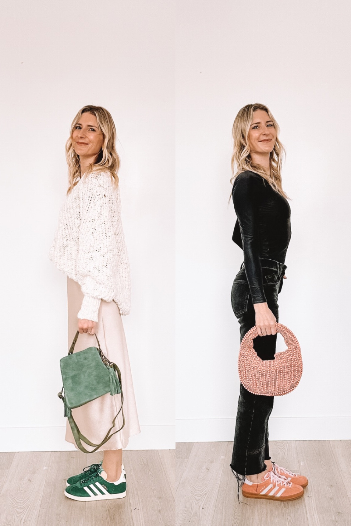 Adidas gazelles are my new favorite shoe - pink sneakers and green sneakers and I matched my purse to my shoes! But also, this slip dress and sweater look is LOVE - this was my first time trying it! Black free people jeans are my favorite pair and they’re under $100 👌🏼

#LTKstyletip #LTKshoecrush #LTKfindsunder100