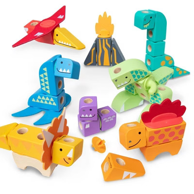 Melissa & Doug Blockables Dinosaur Snap and Play : Mix And Match Connectable Wooden Building Bloc... | Target