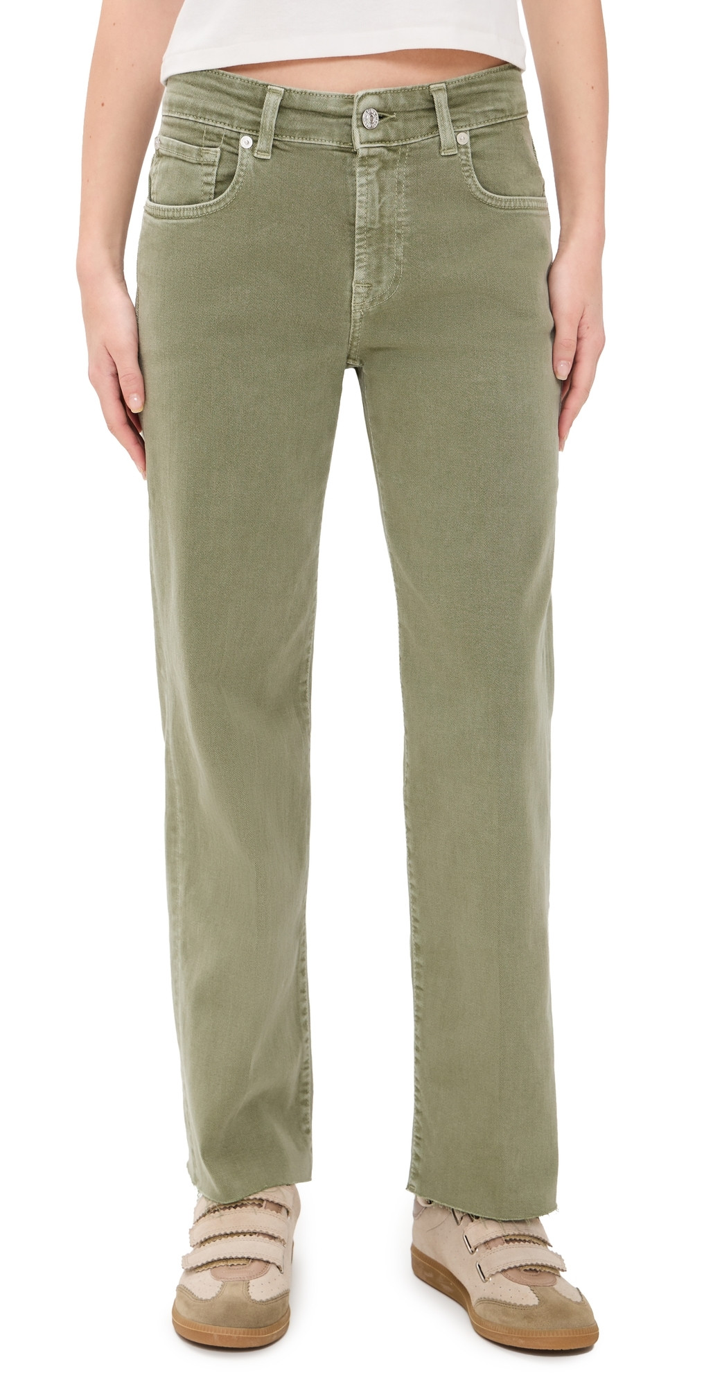 7 For All Mankind Calie Straight Ankle Jeans Army 27 | Shopbop