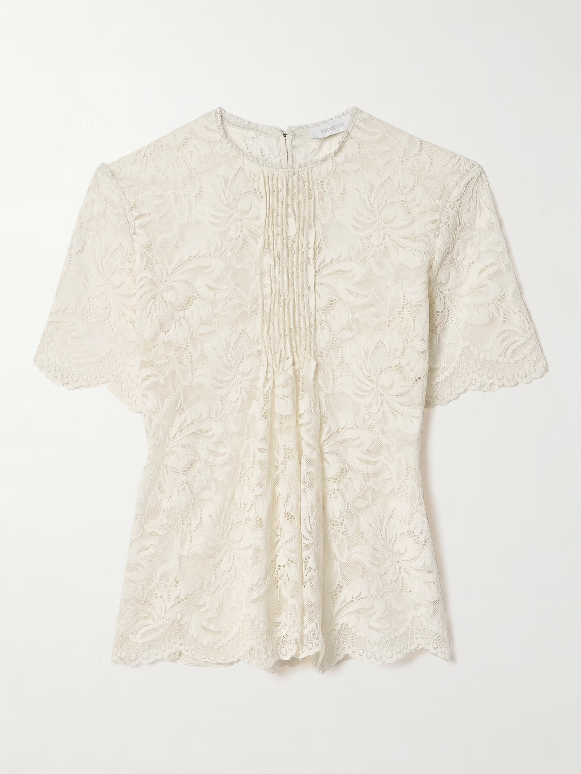 Pintucked scalloped lace top | NET-A-PORTER (US)