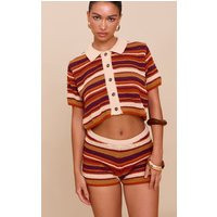 Multi Stripe Crochet Knit Short | PrettyLittleThing UK
