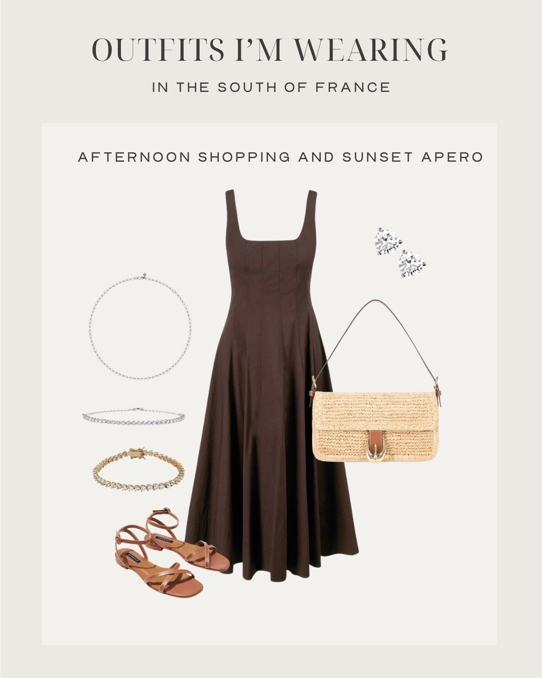 South of France outfit for an afternoon shopping and sunset apéro

European café style
Shopping day look
Midi dress
Transitional daytime look
South of France outfit idea 
EuroSummer

#LTKSeasonal #LTKOver40