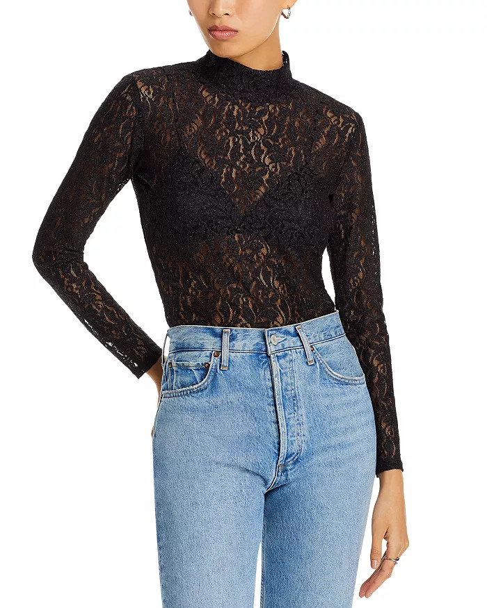 Sparkle Lace Mock Neck Top - 100% Exclusive | Bloomingdale's (US)