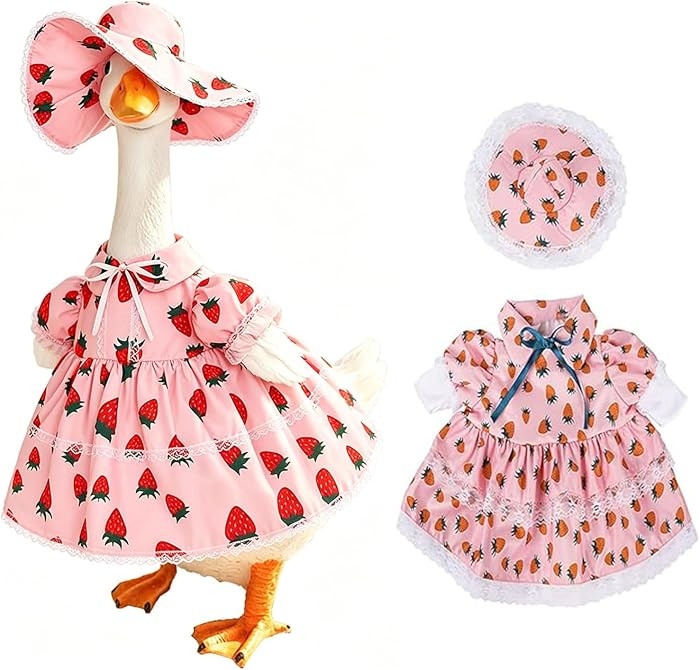 Summer Porch Goose Outfit for 23'' Cement Statue Goose, Strawberry Porch Goose Clothes Skirt Cost... | Amazon (US)