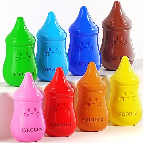 8 Colors Baby Crayons for Toddlers 1-3, Non-Toxic Washable Jumbo Silky Crayons for Kids Ages 4-8,... | Amazon (US)