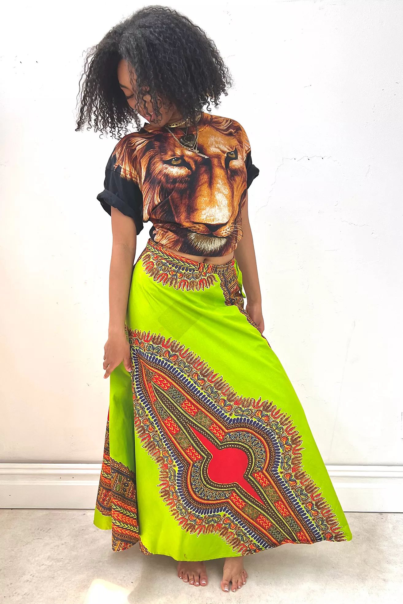Vintage Lime Print Maxi Wrap Skirt Selected by Anna Corinna | Free People (Global - UK&FR Excluded)