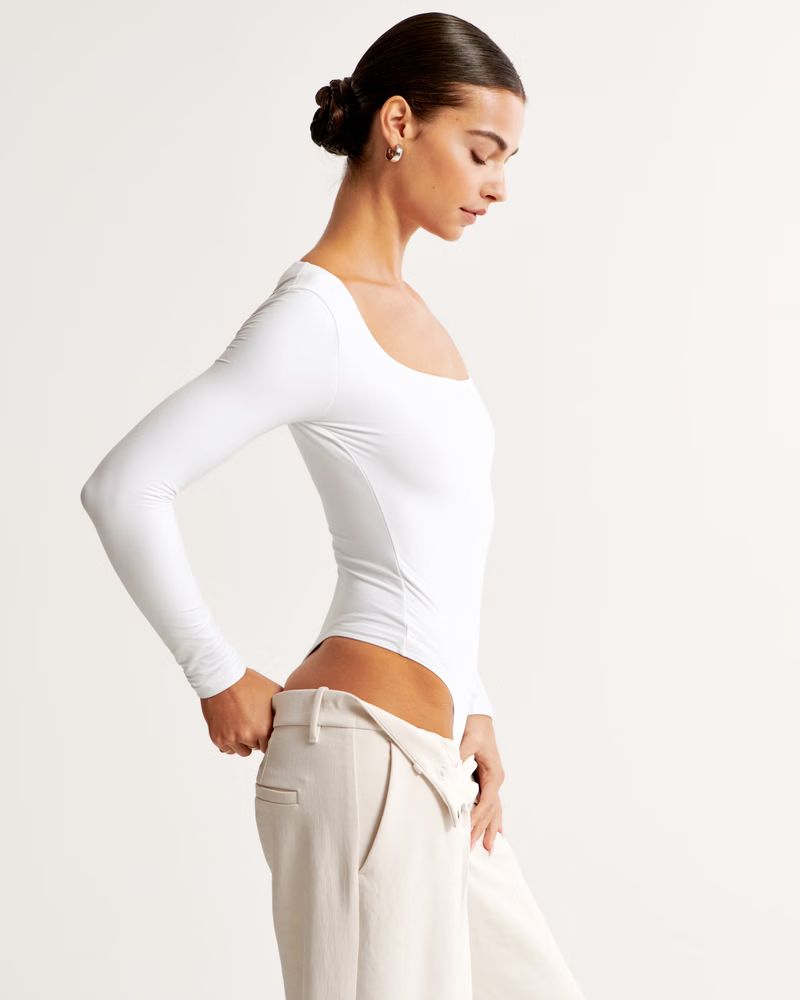 Women's Soft Matte Seamless Long-Sleeve Squareneck Bodysuit | Women's Tops | Abercrombie.com | Abercrombie & Fitch (US)