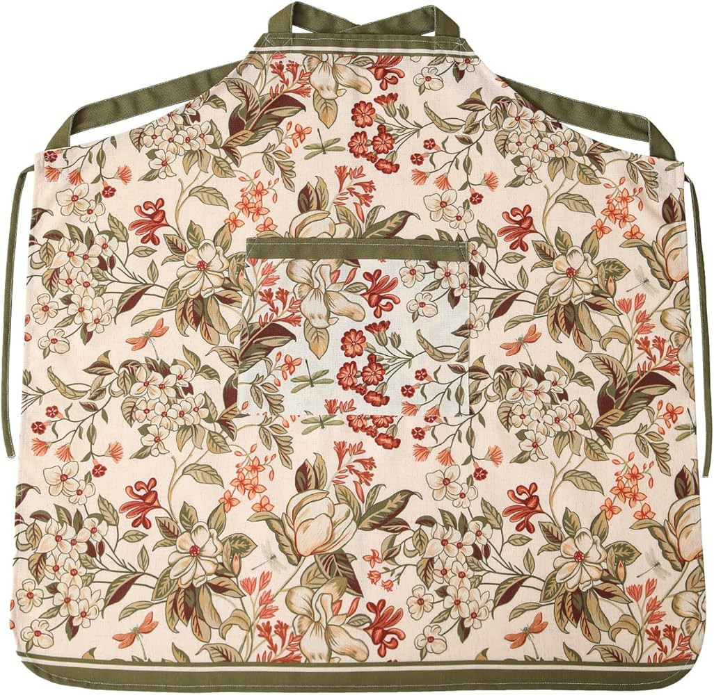 ISAENNE Floral Pattern Linen Apron with Pocket,Vintage Stylish Kitchen and Garden Aprons for Wome... | Amazon (US)