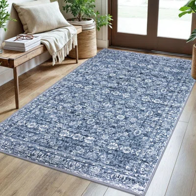 Blue Area Rugs Washable Rug for Living Room Bedroom Rug with Rubber Backing | Wayfair North America