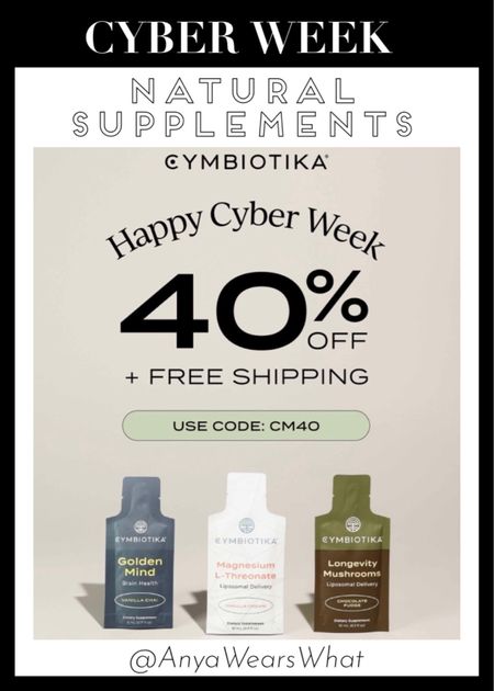40% OFF SITEWIDE!!! 
USE CODE: CM40
CYMBIOTIKA is one of my favorite natural supplement brands! Most of their products are in liposomal form, which ensures you're getting maximum vitamin absorption! The liposomal vitamin C is my personal favorite, it tastes so yummy! 🍊 I highly recommend all their supplements! 
Perfect way to help build up your immune system for winter! 
Don't miss out on this huge sale!

#cybermonday #cyberweek #deals #sale #cymbiotika #supplements #naturalsupplements #naturalremedies #liposomal #vitamins #vitaminc
#immunesystem #winter #holidays #giftguide#LTKCyberWeek 

#LTKsalealert #LTKSeasonal #LTKbeauty