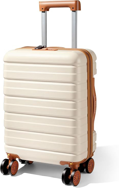 Lekesky 16 Inch Underseat Carry On Luggage Airline Approved, D-Beige-Brown | Durable ABS, Small U... | Amazon (US)