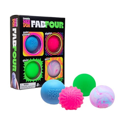 Schylling NeeDoh Teenie Fab Four Needoh 4 Pack - Sensory Squeeze Toy - 1.5" in Diameter - Colors May Vary | Amazon (US)