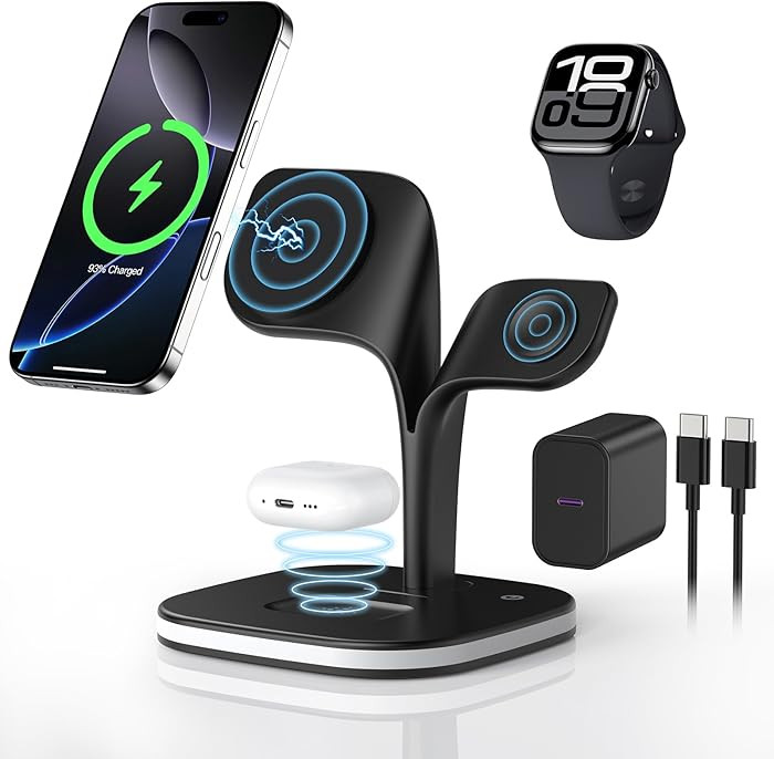 3 in 1 Wireless Charging Station for Apple Devices, MagSafe Wireless Charger Magnetic Charging fo... | Amazon (UK)