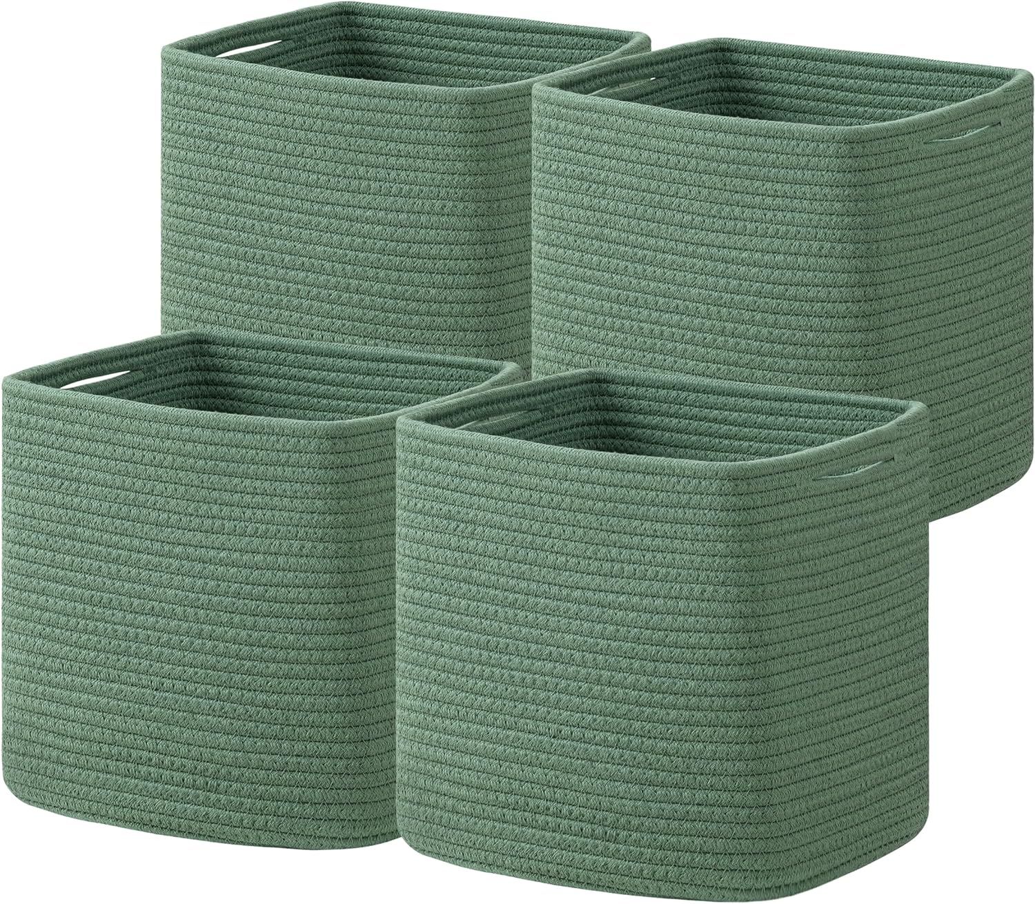 joybest Green Storage Cube Bins, Cotton Rope Storage Baskets for Orginazing, Toy Bins for Shelves... | Amazon (US)