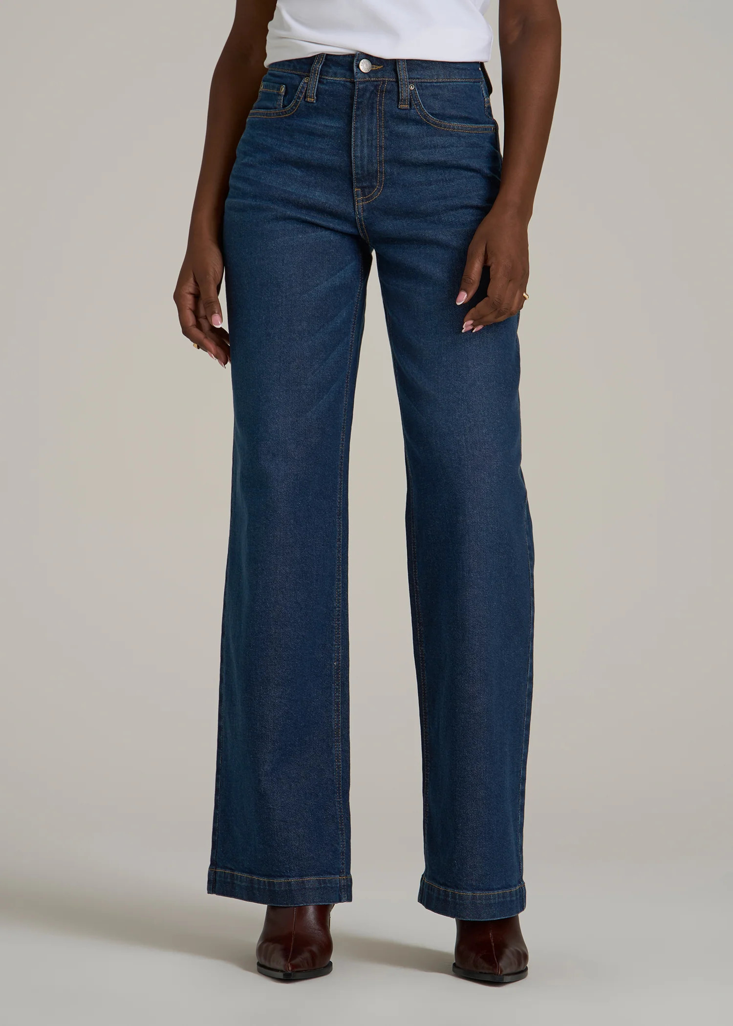 Luna High-Rise Wide-Leg Jeans for Tall Women in Dark Blue Wash | American Tall