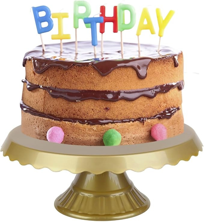 Mirandinha - Slim Plastic Round Gold Cake Stand for Wedding, Birthday Party, Graduation, Celebrat... | Amazon (US)