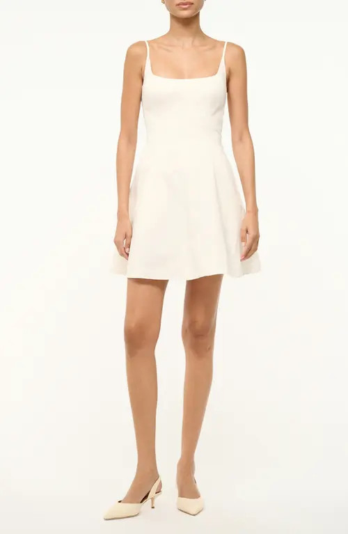 STAUD Joy Sleeveless Flare Minidress in Ivory at Nordstrom, Size 12 | Nordstrom