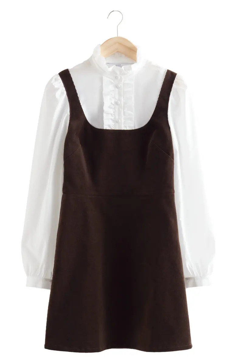 Ruffle Long Sleeve Corduroy Minidress | Nordstrom