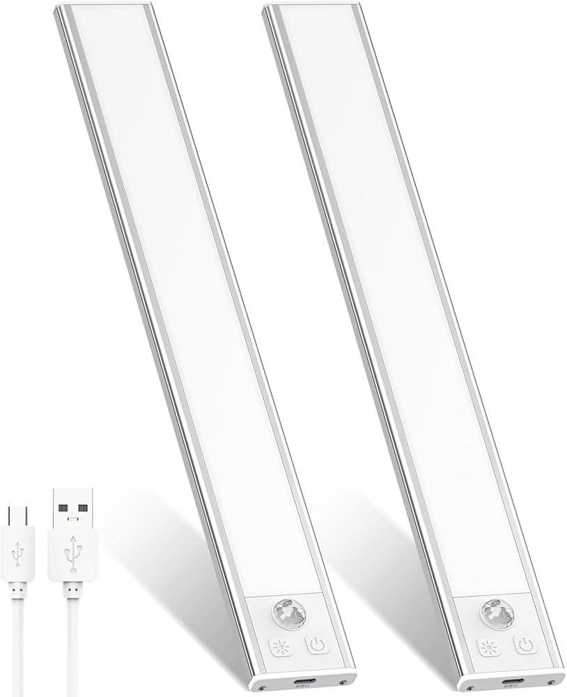 Under Cabinet Lights Motion Sensor 47 LED, USB-C Rechargeable Under Counter Lights LED Closet Lig... | Amazon (US)