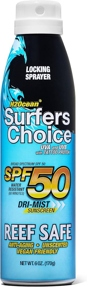 H2Ocean Surfers Choice SPF 50 Spray - Quick-Drying Sunscreen Spray for Tattoo Aftercare & UV Prot... | Amazon (US)