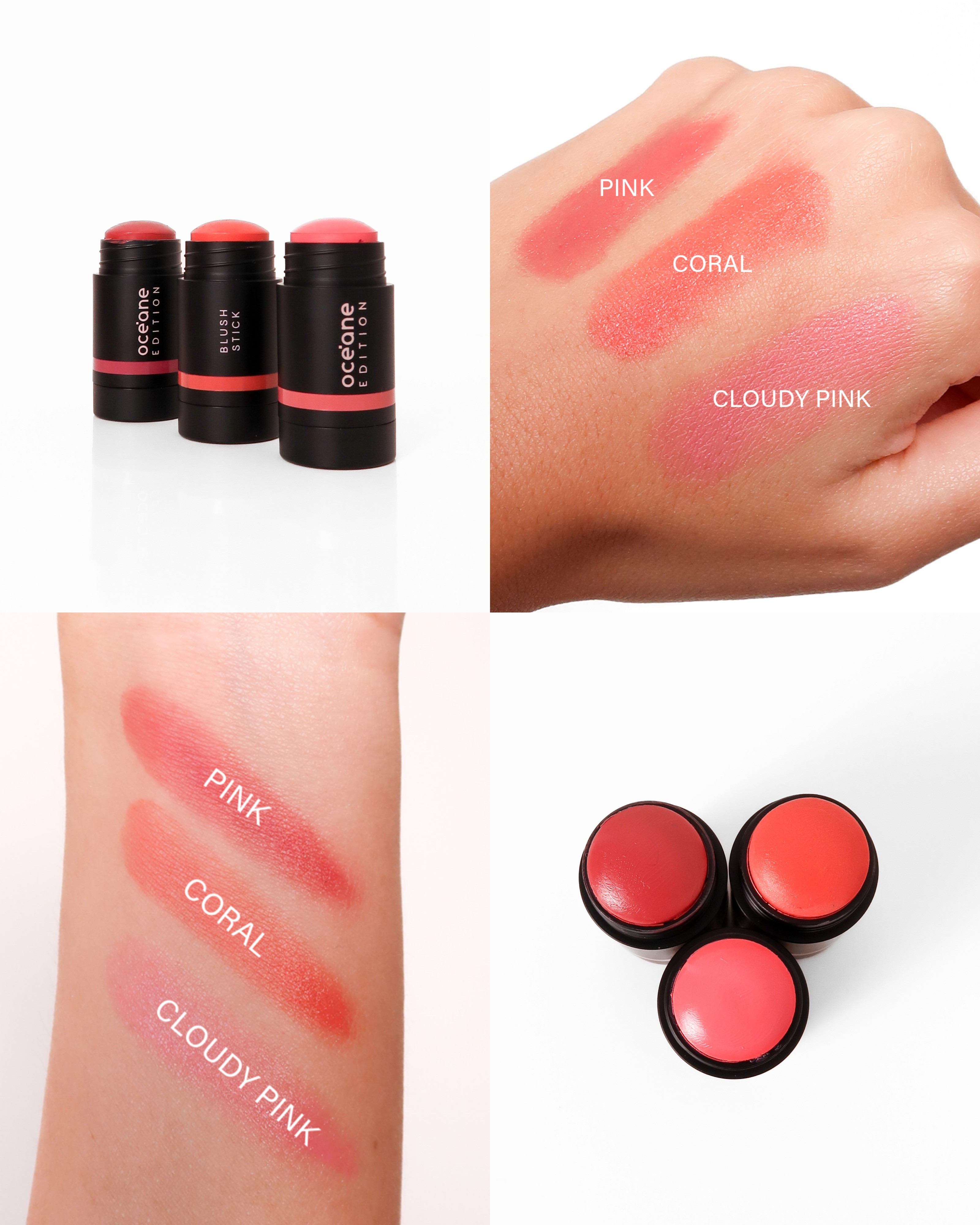 Océane Blush Stick - Blush Cremoso em Bastão: Cloudy Pink (rosa bebê). Coral (laranja suave). Pink (rosa escuro suave). 

 #LTKbrasil #LTKbeleza