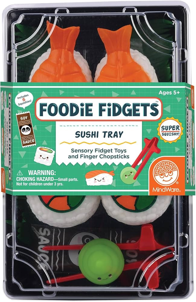MindWare Foodie Fidgets Sushi Tray Set of Squishy Toys for Kids and Adults - Ages 5 and Up | Amazon (US)