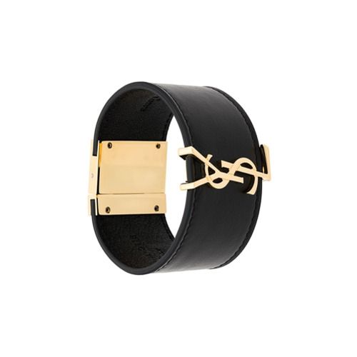 Saint Laurent Monogram cuff bracelet - Black | Farfetch EU