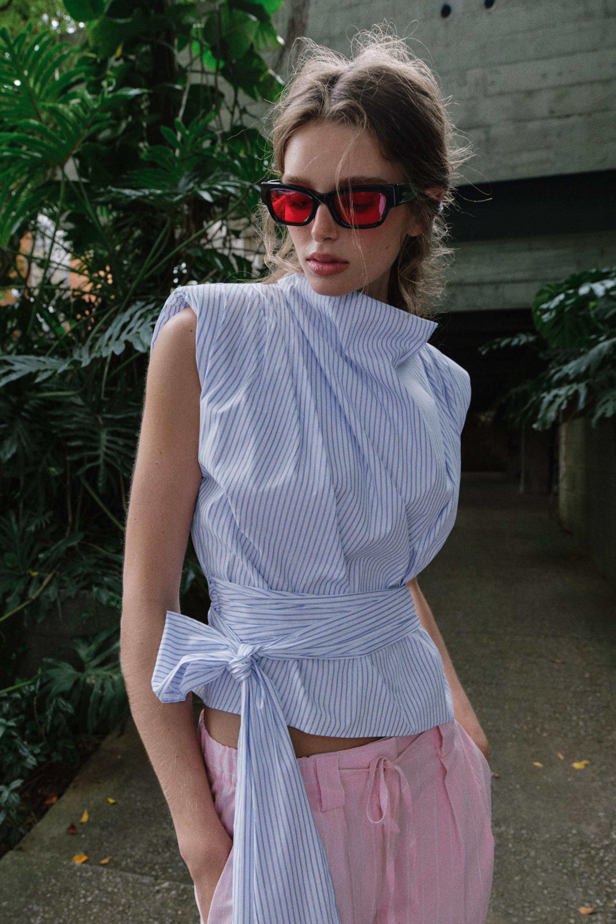 STRIPED SHOULDER PAD METALLIC THREAD TOP | Zara US